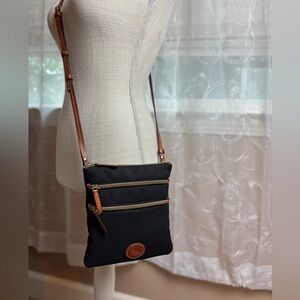 Dooney & Bourke Black Nylon North South Triple Zip Crossbody